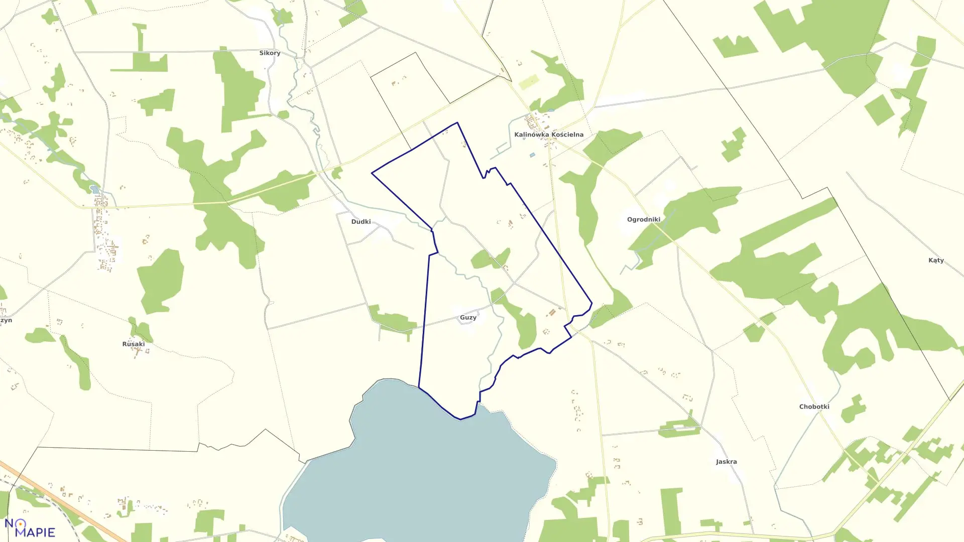 Mapa obrębu GUZY w gminie Knyszyn
