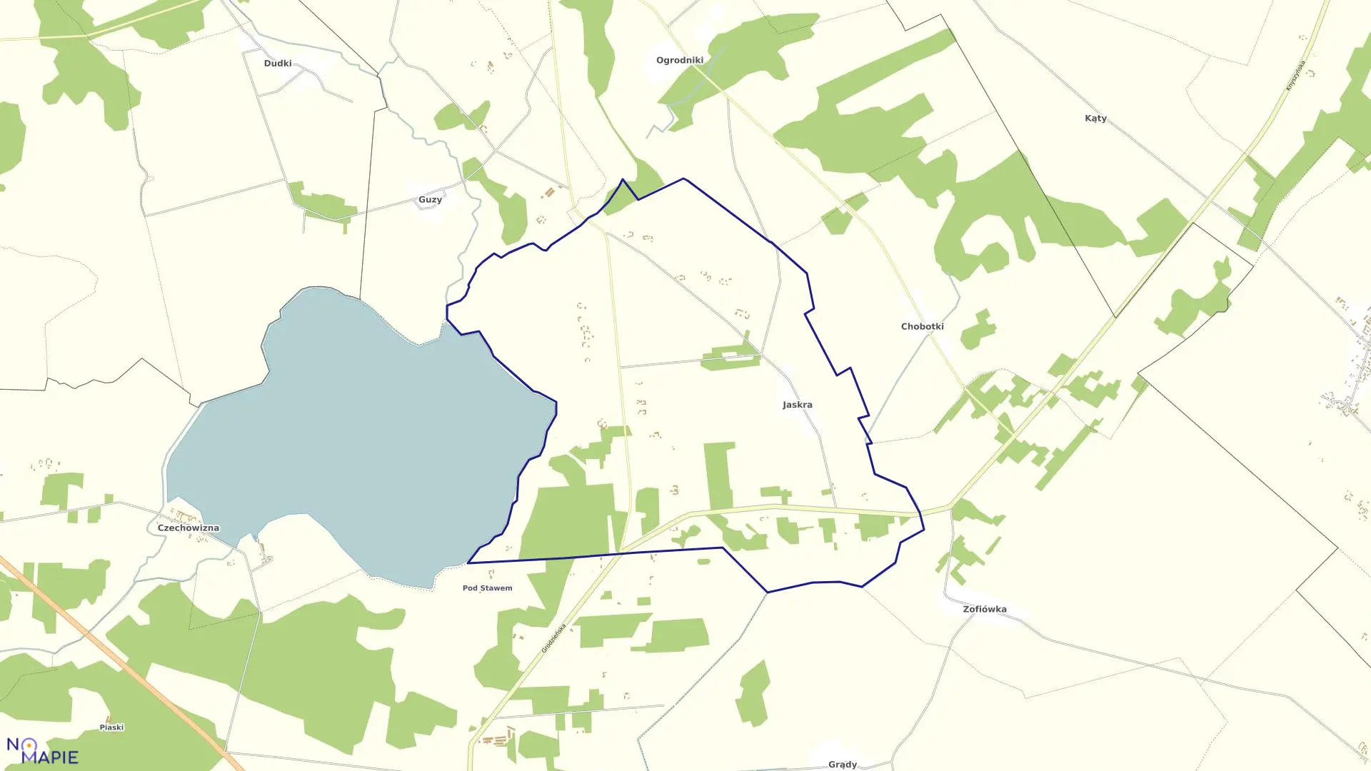 Mapa obrębu JASKRA w gminie Knyszyn