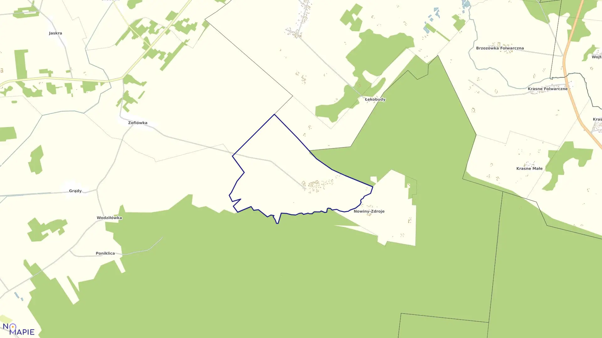 Mapa obrębu NOWINY KASJERSKIE w gminie Knyszyn